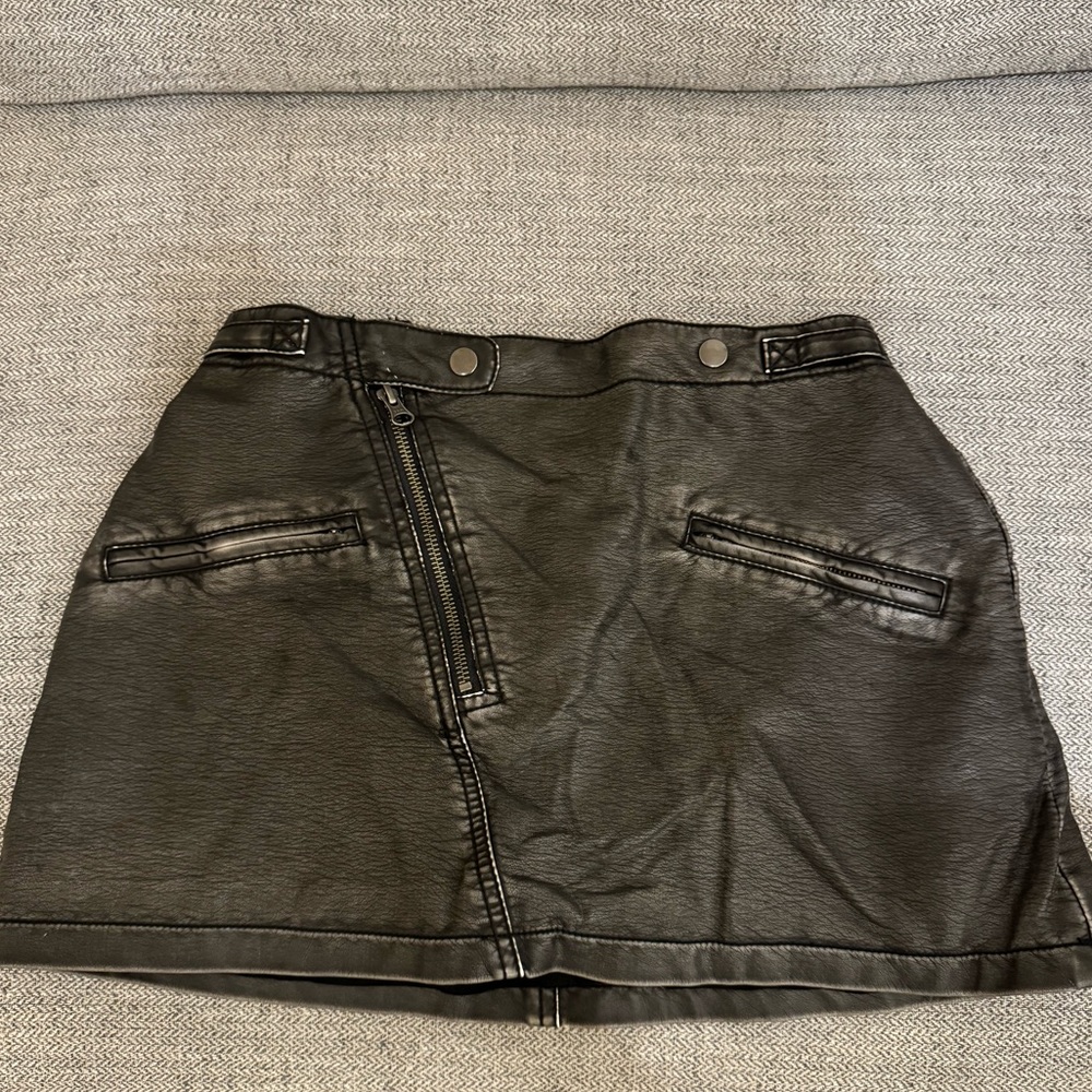 Free people black leather mini skirt